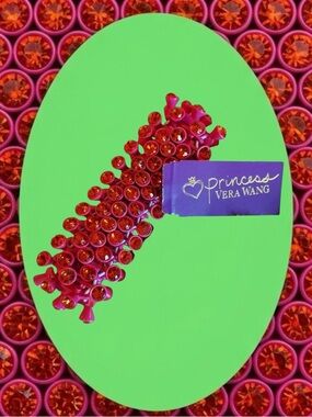 Vintage Princess Vera Wang NWT Y2K Retro Orange Pink Jeweled Stretch Bracelet OS